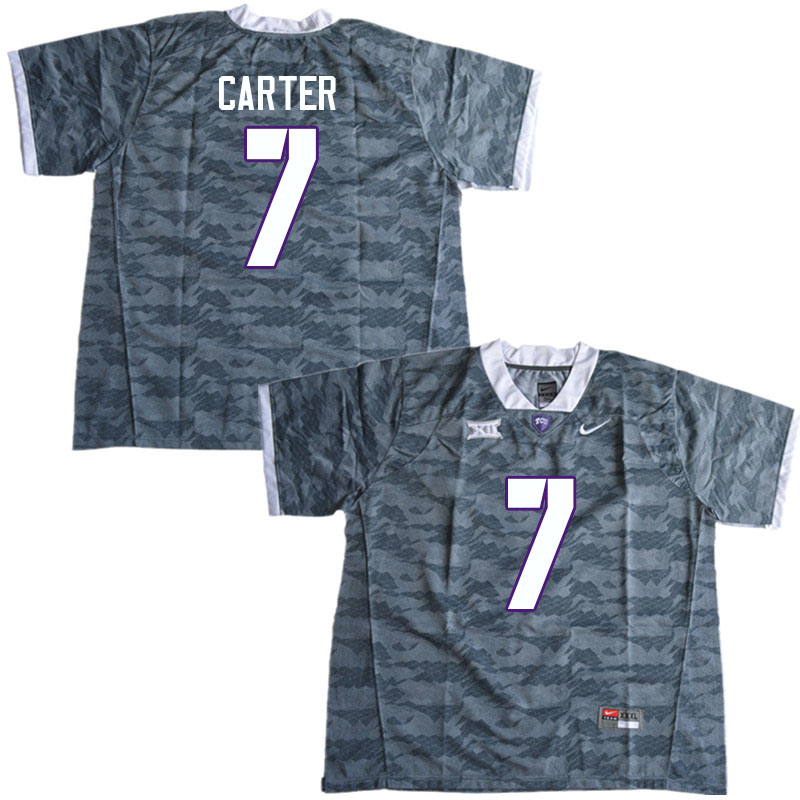 Men #7 T.J. Carter TCU Horned Frogs College Football Jerseys Sale-Gray